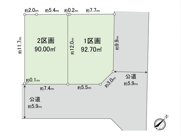 船橋市八木が谷1丁目 土地 1区画 区画図