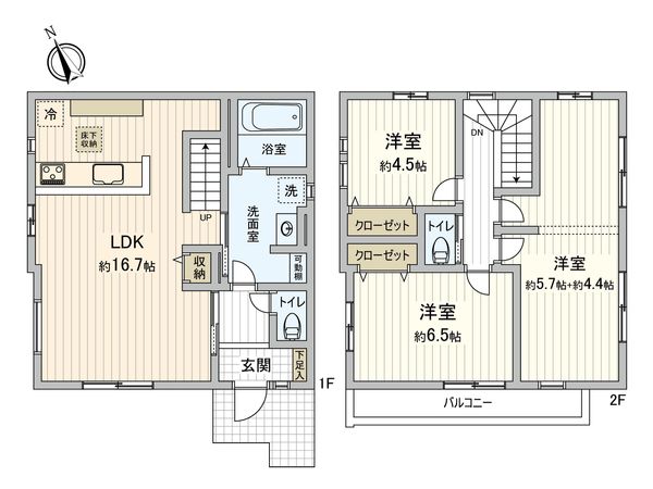 市川市若宮2丁目 新築戸建 間取図(平面図) 間取図(平面図)