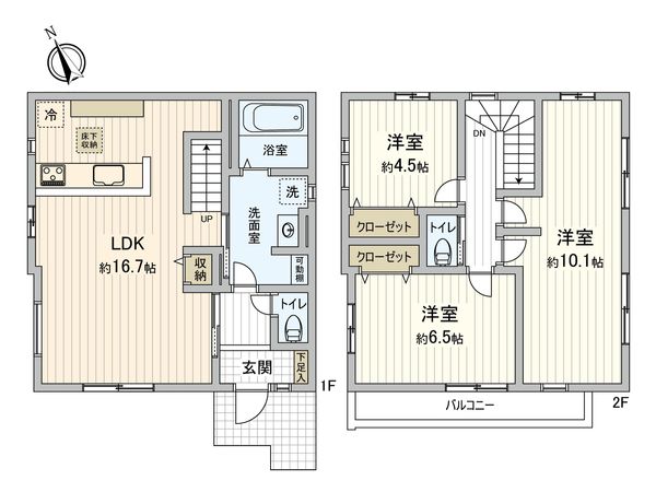 市川市若宮2丁目 新築戸建 間取図(平面図) 市川市若宮2丁目 新築戸建 間取図(平面図)