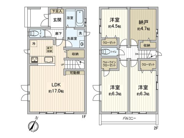 市川市原木4丁目新築戸建 1号棟 間取図(平面図) 市川市原木4丁目新築戸建 1号棟 間取図(平面図)