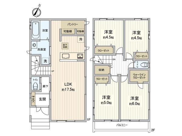 市川市原木4丁目新築戸建 2号棟 間取図(平面図) 市川市原木4丁目新築戸建 2号棟 間取図(平面図)