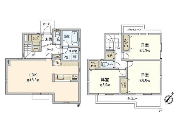 船橋市藤原3丁目 戸建 間取図(平面図)