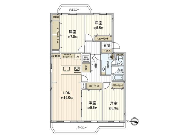 フドウ西船橋ハイツ 壱号棟 間取図(平面図) 間取図(平面図)