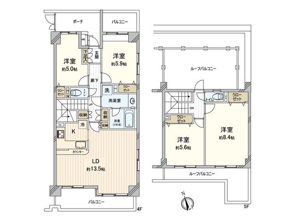ヒルクレスト下総中山 間取図(平面図) ヒルクレスト下総中山 間取図(平面図)