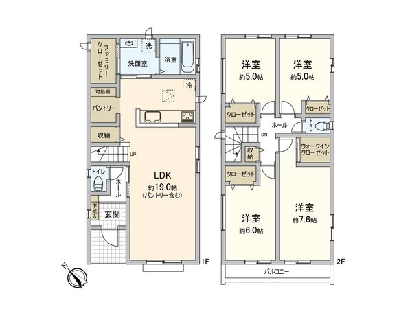 市川市南大野1丁目新築戸建A号棟 間取図(平面図)