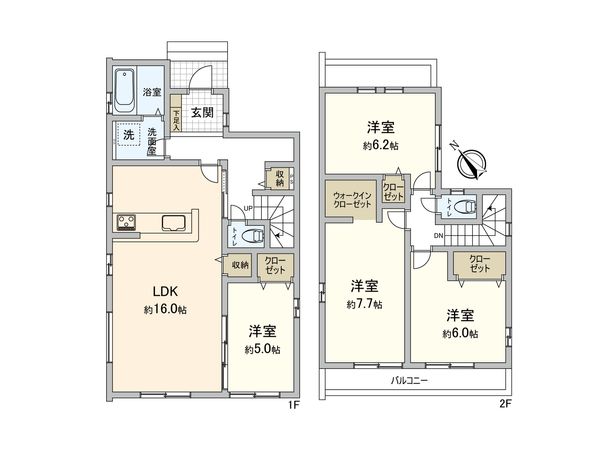 市川市南大野2丁目 新築戸建1号棟 間取図(平面図) 市川市南大野2丁目 新築戸建1号棟 間取図(平面図)