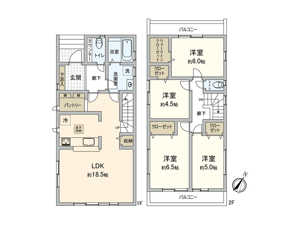 市川市本北方2丁目新築戸建 1号棟 間取図(平面図) 間取図(平面図)