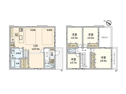 市川市本北方3丁目 新築戸建 間取図(平面図)
