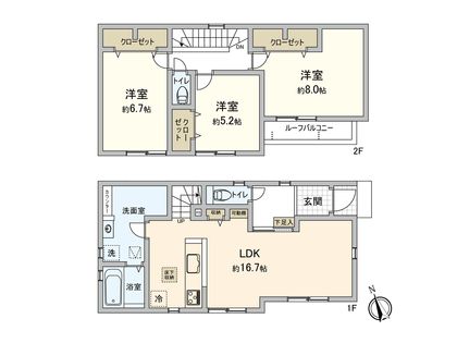 市川市宮久保6丁目 新築戸建 間取図(平面図)