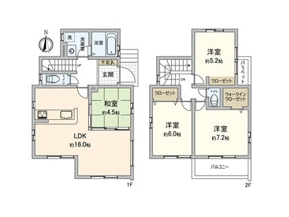 市川市本北方2丁目新築戸建 1号棟 間取図(平面図)