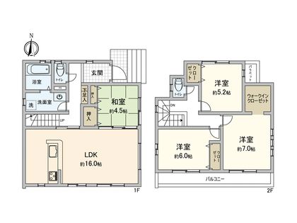市川市本北方2丁目新築戸建 2号棟 間取図(平面図)