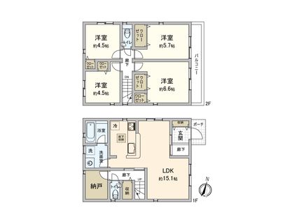 市川市宮久保3丁目 新築戸建 2号棟 間取図(平面図)