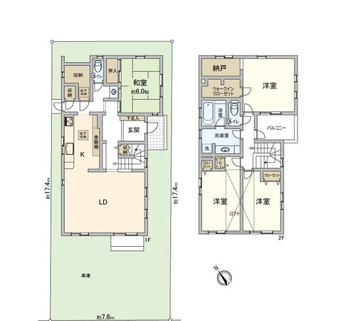市川市南大野2丁目 戸建 間取図(平面図) 市川市南大野2丁目 戸建 間取図(平面図)