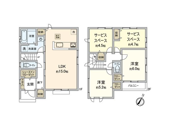 市川市菅野4丁目新築戸建 1号棟 間取図(平面図)