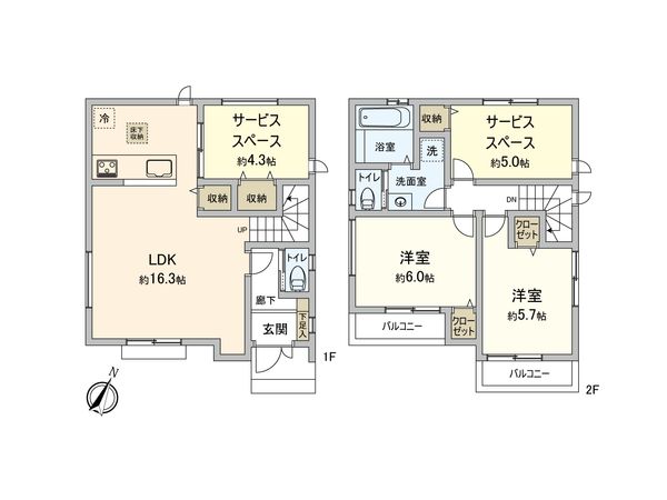 市川市菅野4丁目新築戸建 2号棟 間取図(平面図)