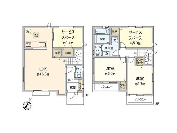 市川市菅野4丁目新築戸建 2号棟 間取図(平面図) 市川市菅野4丁目新築戸建 2号棟 間取図(平面図)