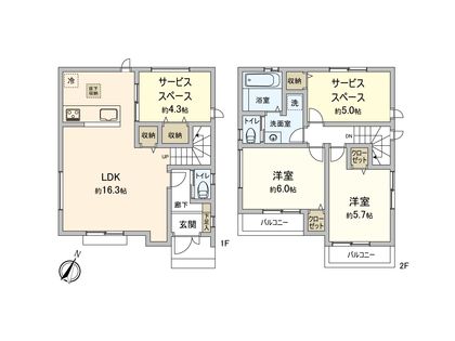 市川市菅野4丁目新築戸建 2号棟 間取図(平面図)