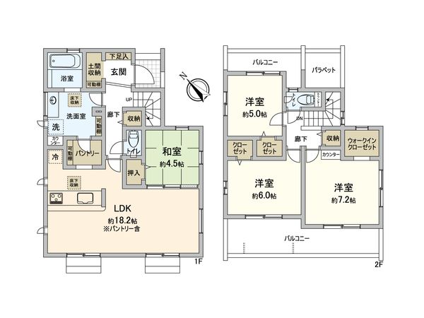 市川市下貝塚3丁目 新築戸建 1号棟 間取図(平面図)