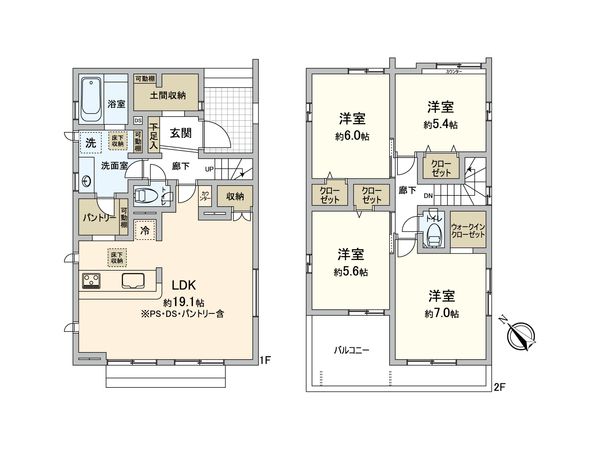 市川市下貝塚3丁目 新築戸建 3号棟 間取図(平面図)