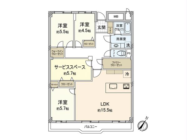 市川パークハイツ B棟 間取図(平面図)