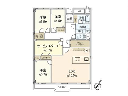 市川パークハイツ B棟 間取図(平面図)