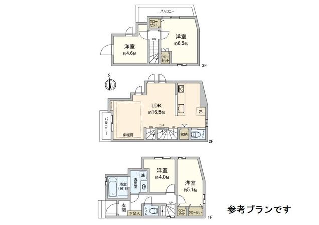 大田区南蒲田1丁目 建築条件付売地 建物プラン例 (間取り図) 大田区南蒲田1丁目 建築条件付売地 建物プラン例 (間取り図)