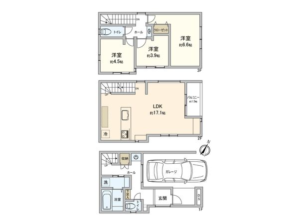 西蒲田6丁目 新築戸建 間取図(平面図) 西蒲田6丁目 新築戸建 間取図(平面図)