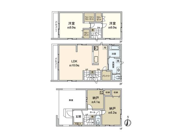 大田区西六郷2丁目新築戸建 1号棟 間取図(平面図) 大田区西六郷2丁目新築戸建 1号棟 間取図(平面図)