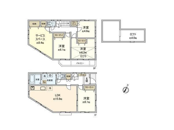 大田区東馬込2丁目新築戸建 1号棟 間取図(平面図) 大田区東馬込2丁目新築戸建 1号棟 間取図(平面図)