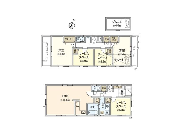 大田区東馬込2丁目新築戸建 2号棟 間取図(平面図) 大田区東馬込2丁目新築戸建 2号棟 間取図(平面図)