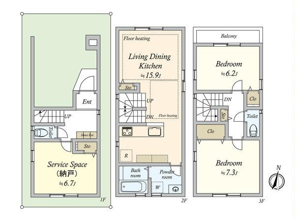 大田区多摩川2丁目 新築戸建 A号棟 間取図(平面図) 大田区多摩川2丁目 新築戸建 A号棟 間取図(平面図)