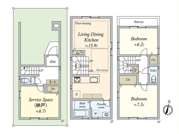 大田区多摩川2丁目 新築戸建 B号棟 間取図(平面図) 大田区多摩川2丁目 新築戸建 B号棟 間取図(平面図)
