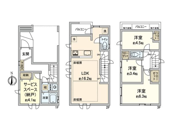 大田区西六郷4丁目 新築戸建 間取図(平面図) 間取図(平面図)