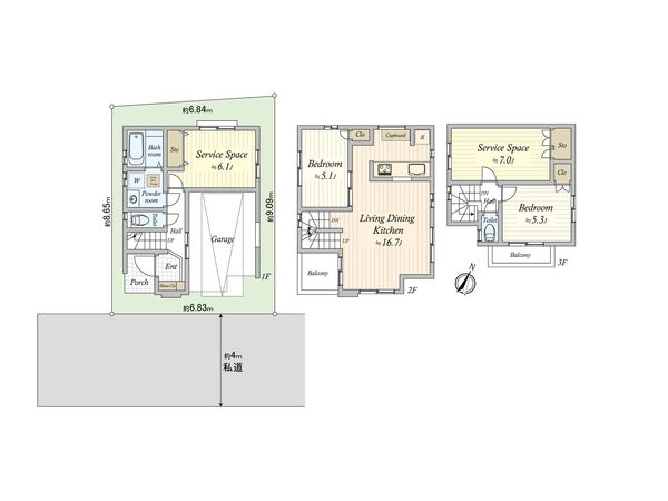 大田区中央六丁目 新築戸建2号棟 間取図(平面図) 大田区中央六丁目 新築戸建2号棟 間取図(平面図)