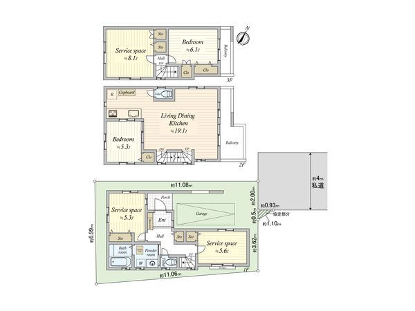 大田区中央六丁目 新築戸建8号棟 間取図(平面図) 大田区中央六丁目 新築戸建8号棟 間取図(平面図)