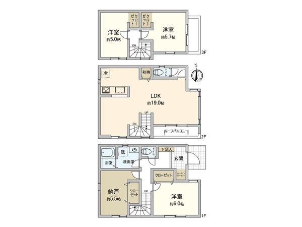 大田区西六郷2丁目新築戸建 間取図(平面図) 大田区西六郷2丁目新築戸建 間取図(平面図)