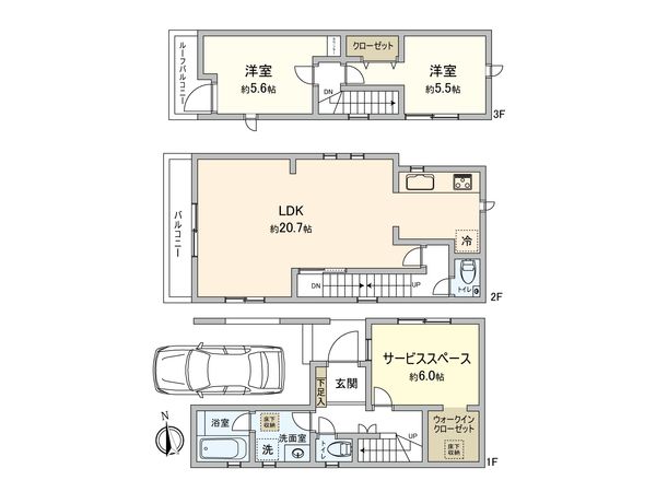 大田区西糀谷2丁目 1号棟 間取図(平面図) 大田区西糀谷2丁目 1号棟 間取図(平面図)