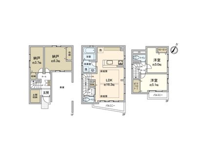 北糀谷2丁目 新築戸建 1号棟 間取図(平面図)