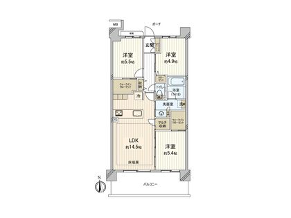 オーベルグランディオ萩中 間取図(平面図)