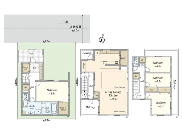目黒区下目黒6丁目建築条件付土地 建物プラン例 (間取り図) 目黒区下目黒6丁目建築条件付土地 建物プラン例 (間取り図)