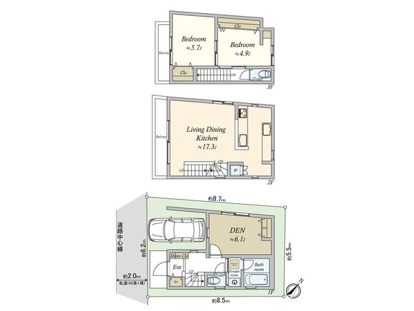 目黒区目黒一丁目 戸建 間取図(平面図)