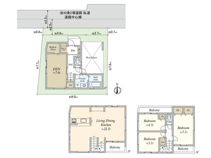 北区堀船1丁目 新築戸建 間取図(平面図)