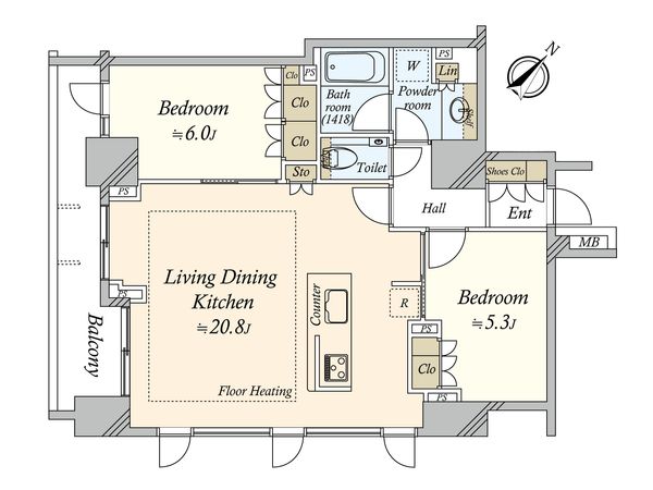 シティハウス月島駅前キャピタルコート 間取図(平面図) 間取図(平面図)