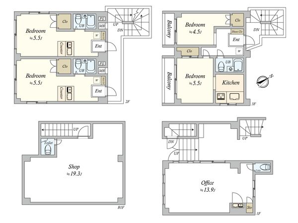 目黒区駒場3丁目一棟マンション 間取図(平面図)