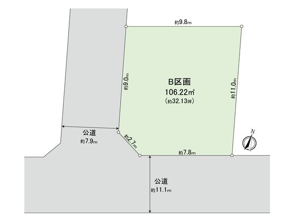 八雲4丁目建築条件付き土地 B区画 区画図