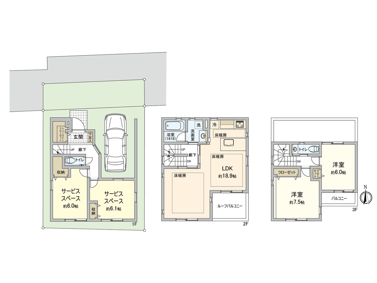 大岡山2丁目 新築戸建 間取図(平面図) 間取図(平面図)
