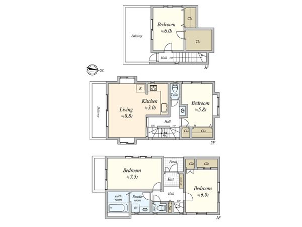 奥沢1丁目 戸建 間取図(平面図) 間取図(平面図)