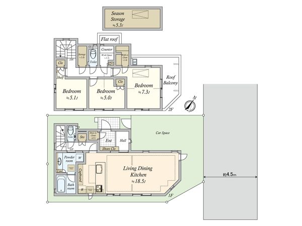 田園調布2丁目 戸建 間取図(平面図)