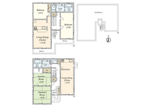 自由が丘3丁目 二世帯住宅 間取図(平面図)