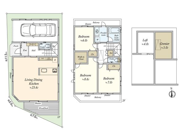 奥沢7丁目 新築戸建 間取図(平面図) 奥沢7丁目 新築戸建 間取図(平面図)